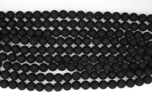 Black Lava Gemstone Beads, 10mm, Round